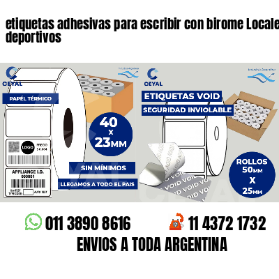 etiquetas adhesivas para escribir con birome Locales deportivos