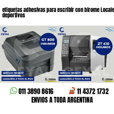 etiquetas adhesivas para escribir con birome Locales deportivos
