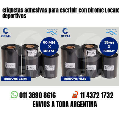 etiquetas adhesivas para escribir con birome Locales deportivos