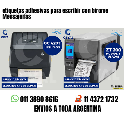 etiquetas adhesivas para escribir con birome Mensajerías