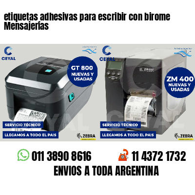 etiquetas adhesivas para escribir con birome Mensajerías