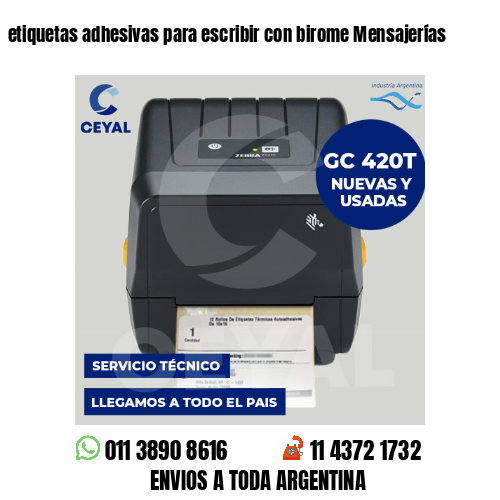 etiquetas adhesivas para escribir con birome Mensajerías