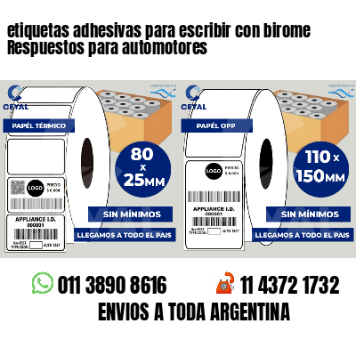 etiquetas adhesivas para escribir con birome Respuestos para automotores