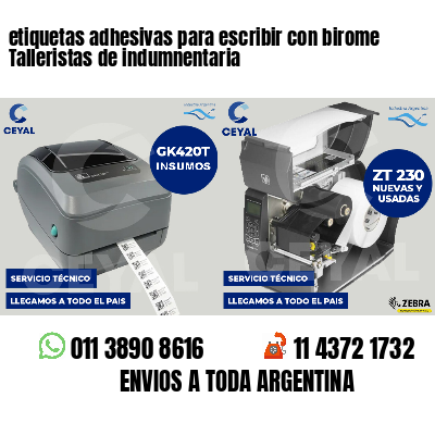 etiquetas adhesivas para escribir con birome Talleristas de indumnentaria