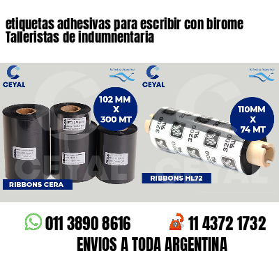etiquetas adhesivas para escribir con birome Talleristas de indumnentaria