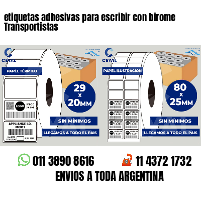 etiquetas adhesivas para escribir con birome Transportistas