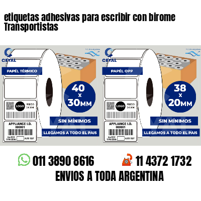 etiquetas adhesivas para escribir con birome Transportistas
