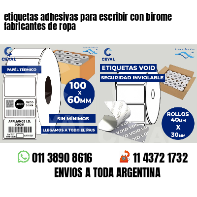 etiquetas adhesivas para escribir con birome fabricantes de ropa