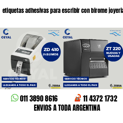 etiquetas adhesivas para escribir con birome joyerias