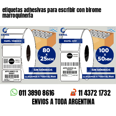 etiquetas adhesivas para escribir con birome marroquinería