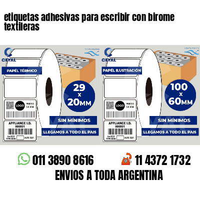 etiquetas adhesivas para escribir con birome textileras