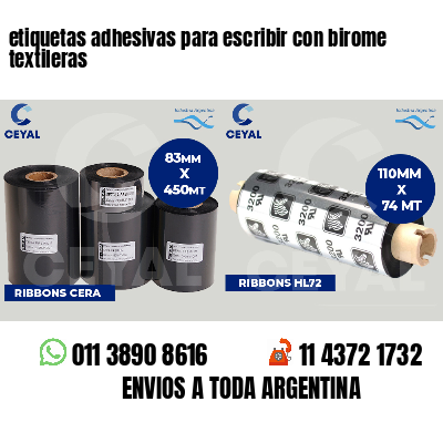 etiquetas adhesivas para escribir con birome textileras