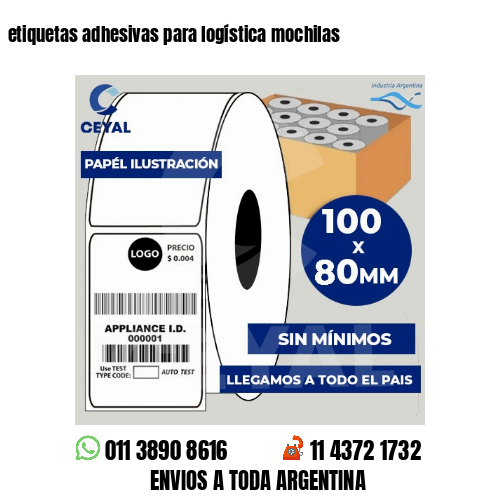 etiquetas adhesivas para logística mochilas
