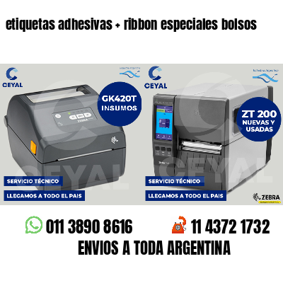 etiquetas adhesivas   ribbon especiales bolsos