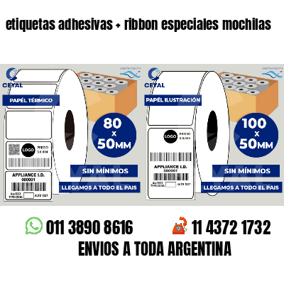 etiquetas adhesivas ribbon especiales mochilas