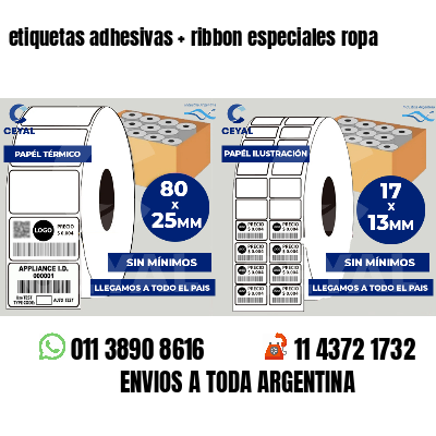etiquetas adhesivas   ribbon especiales ropa