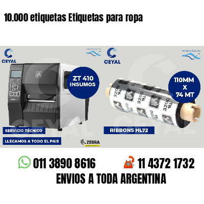 10.000 etiquetas Etiquetas para ropa