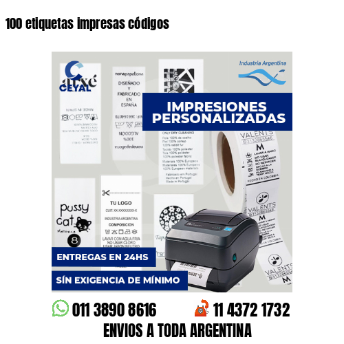 100 etiquetas impresas códigos