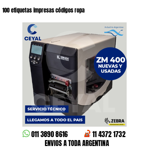 100 etiquetas impresas códigos ropa
