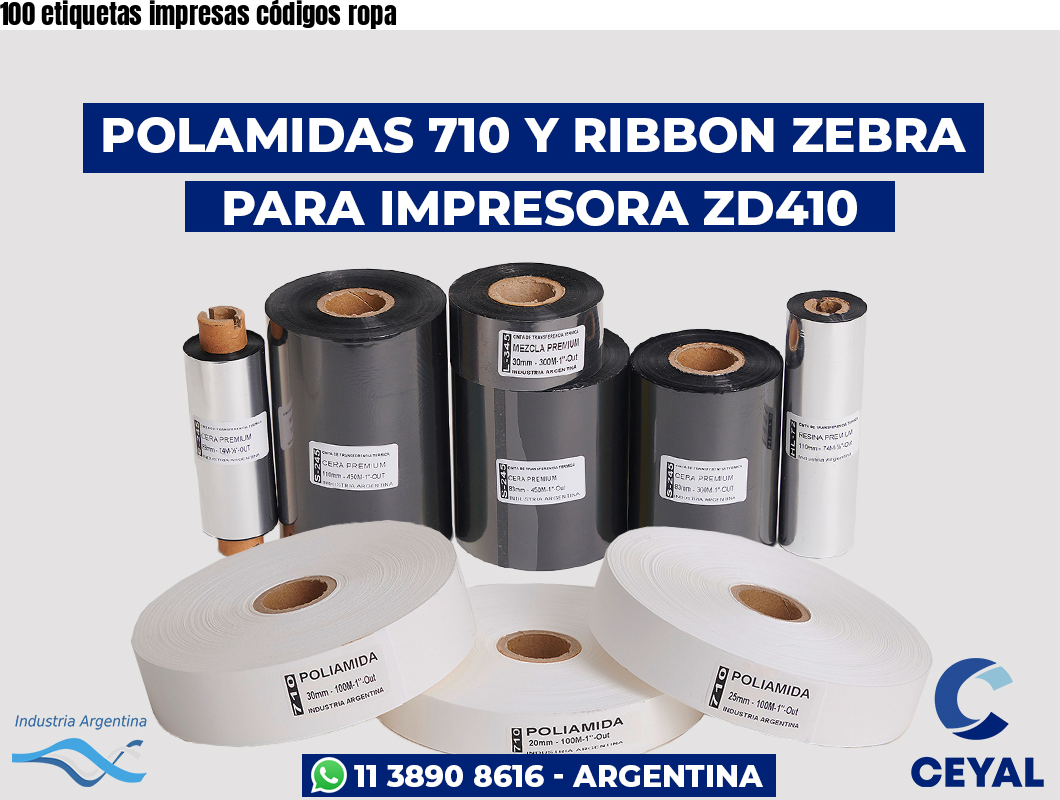 100 etiquetas impresas códigos ropa