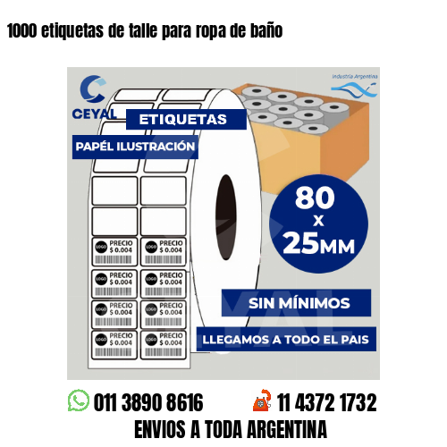 1000 etiquetas de talle para ropa de baño