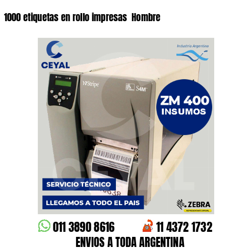 1000 etiquetas en rollo impresas  Hombre