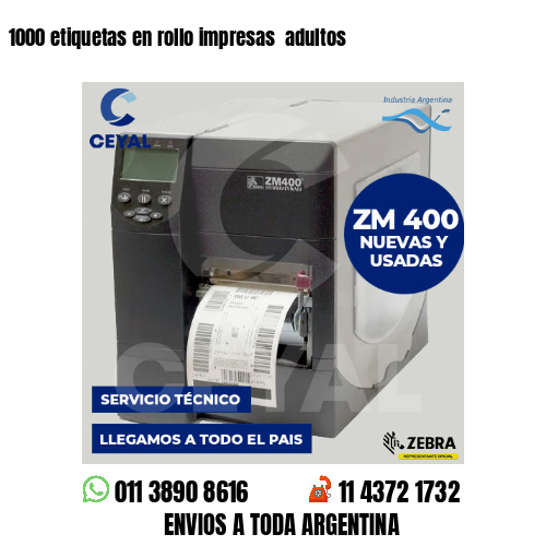 1000 etiquetas en rollo impresas  adultos