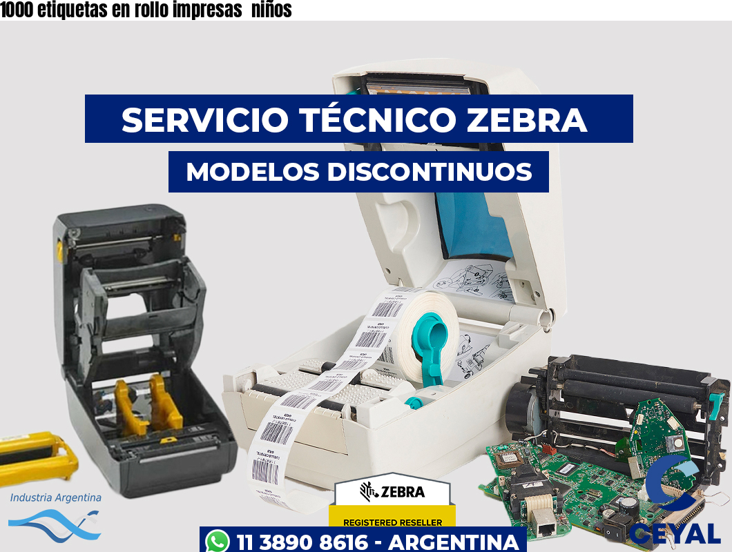 1000 etiquetas en rollo impresas niños