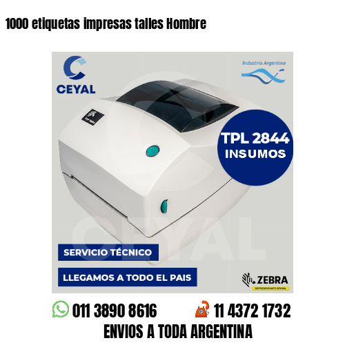 1000 etiquetas impresas talles Hombre
