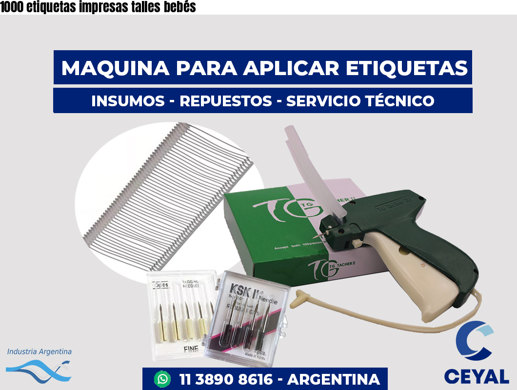 1000 etiquetas impresas talles bebés