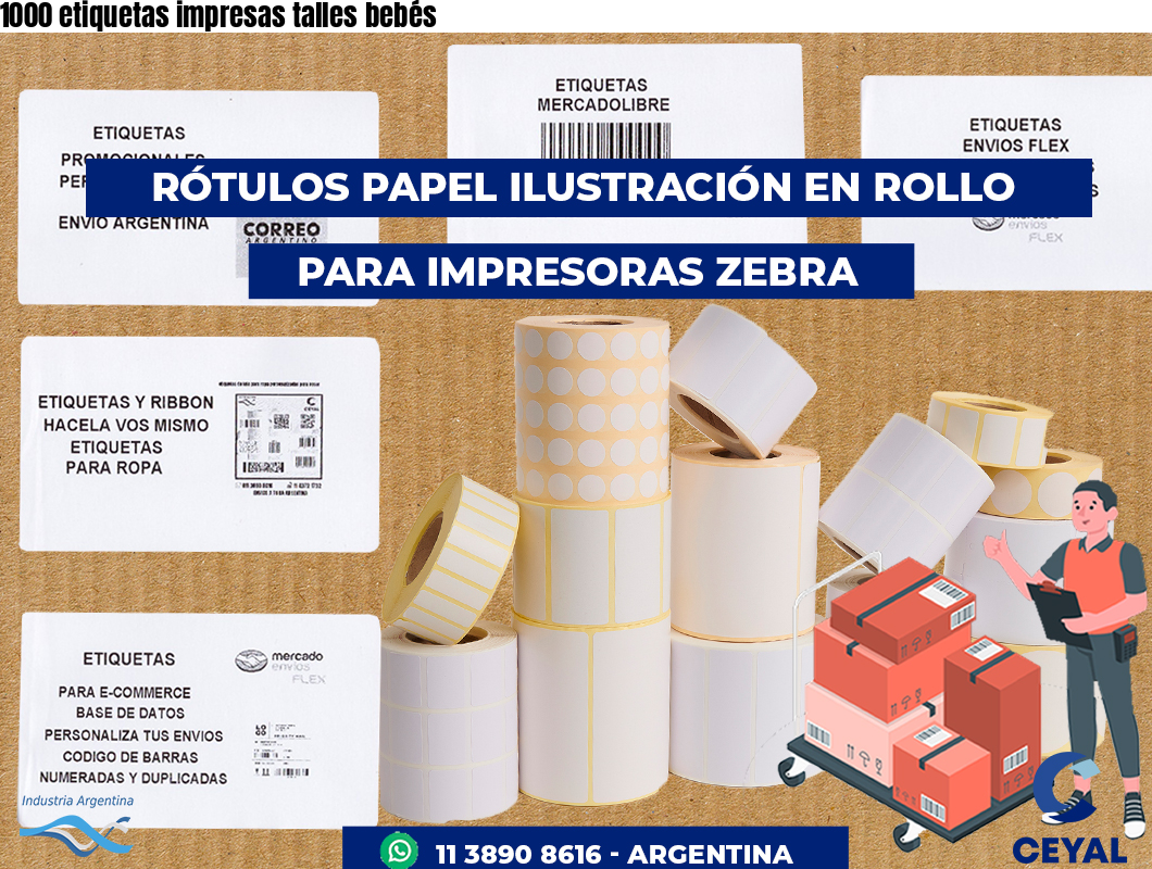 1000 etiquetas impresas talles bebés