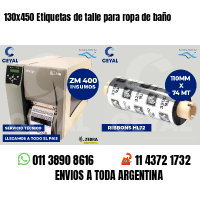 130x450 Etiquetas de talle para ropa de baño