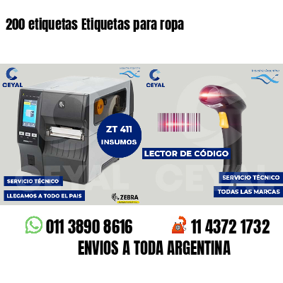 200 etiquetas Etiquetas para ropa