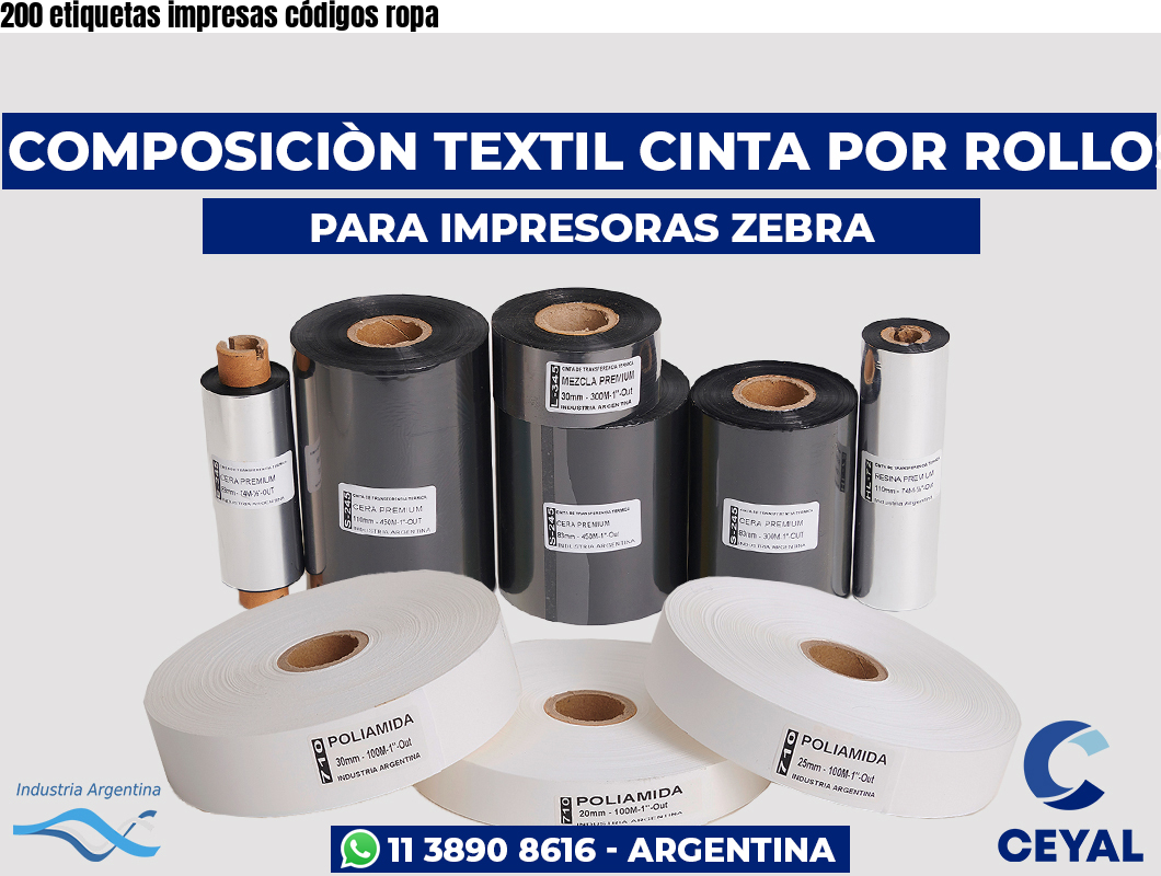 200 etiquetas impresas códigos ropa