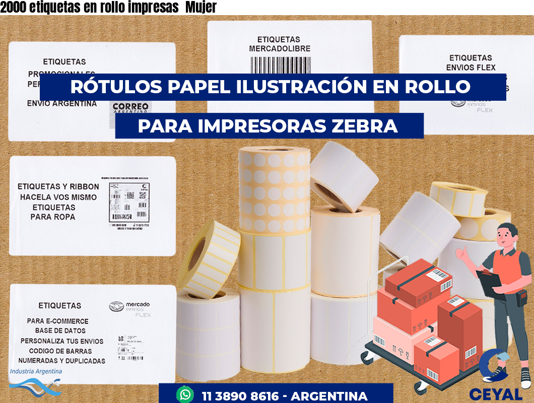 2000 etiquetas en rollo impresas  Mujer