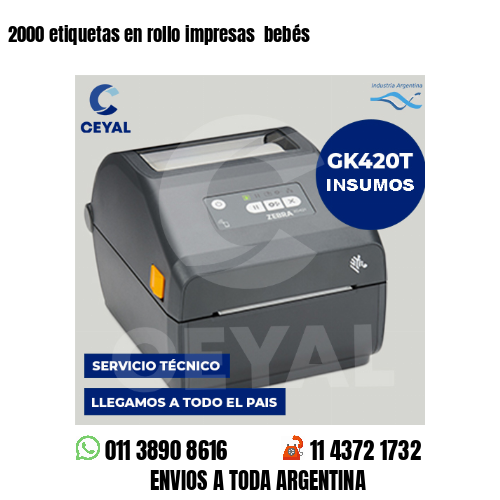 2000 etiquetas en rollo impresas bebés