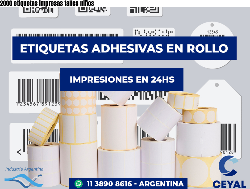 2000 etiquetas impresas talles niños