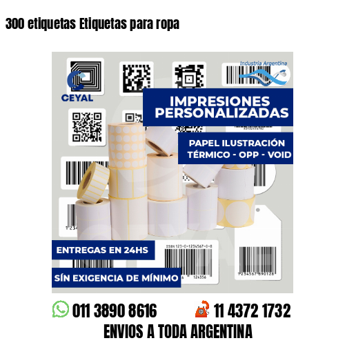 300 etiquetas Etiquetas para ropa