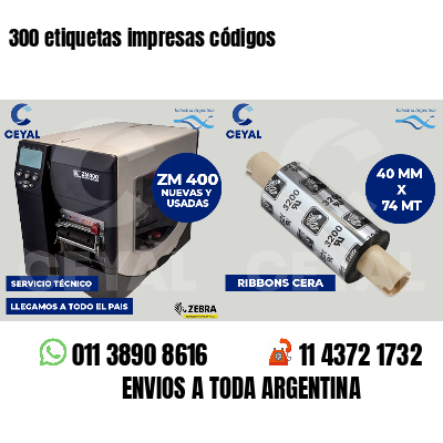 300 etiquetas impresas códigos