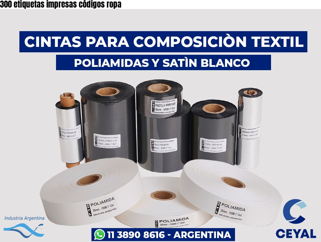 300 etiquetas impresas códigos ropa