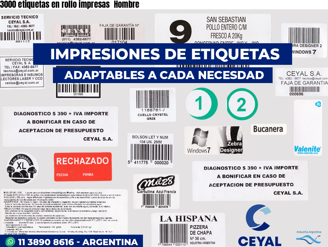 3000 etiquetas en rollo impresas  Hombre