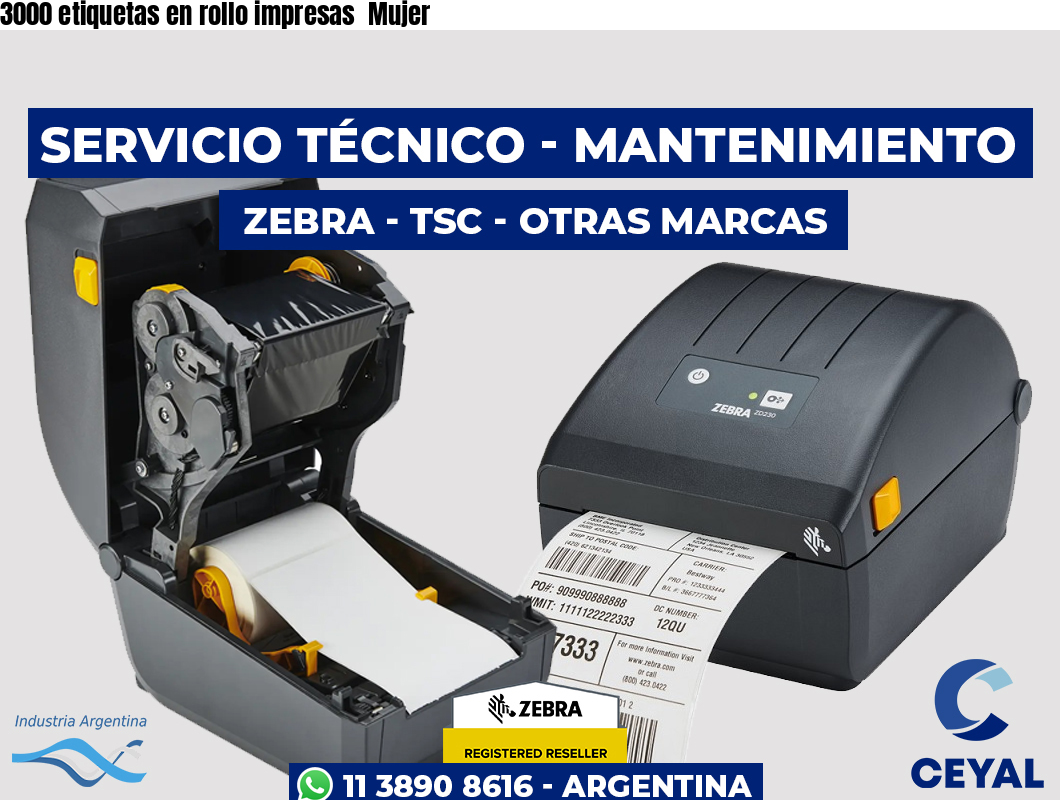3000 etiquetas en rollo impresas  Mujer