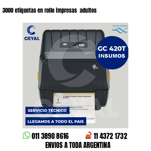 3000 etiquetas en rollo impresas adultos