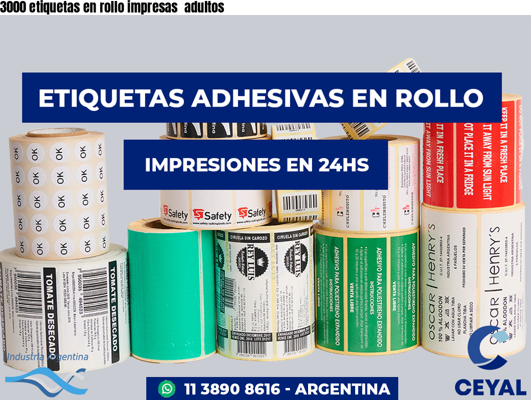 3000 etiquetas en rollo impresas  adultos