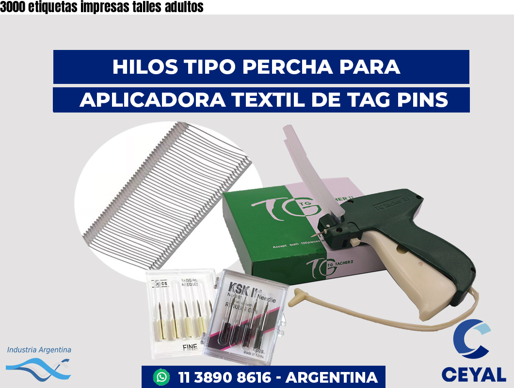 3000 etiquetas impresas talles adultos