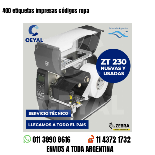 400 etiquetas impresas códigos ropa