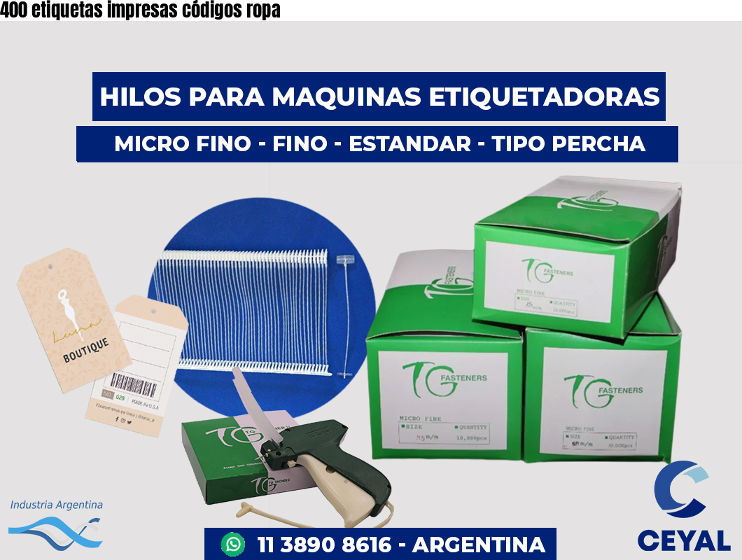 400 etiquetas impresas códigos ropa
