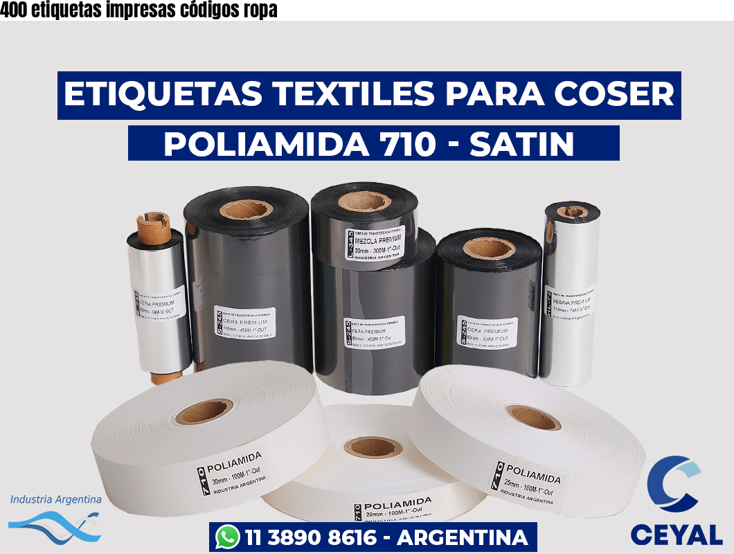 400 etiquetas impresas códigos ropa