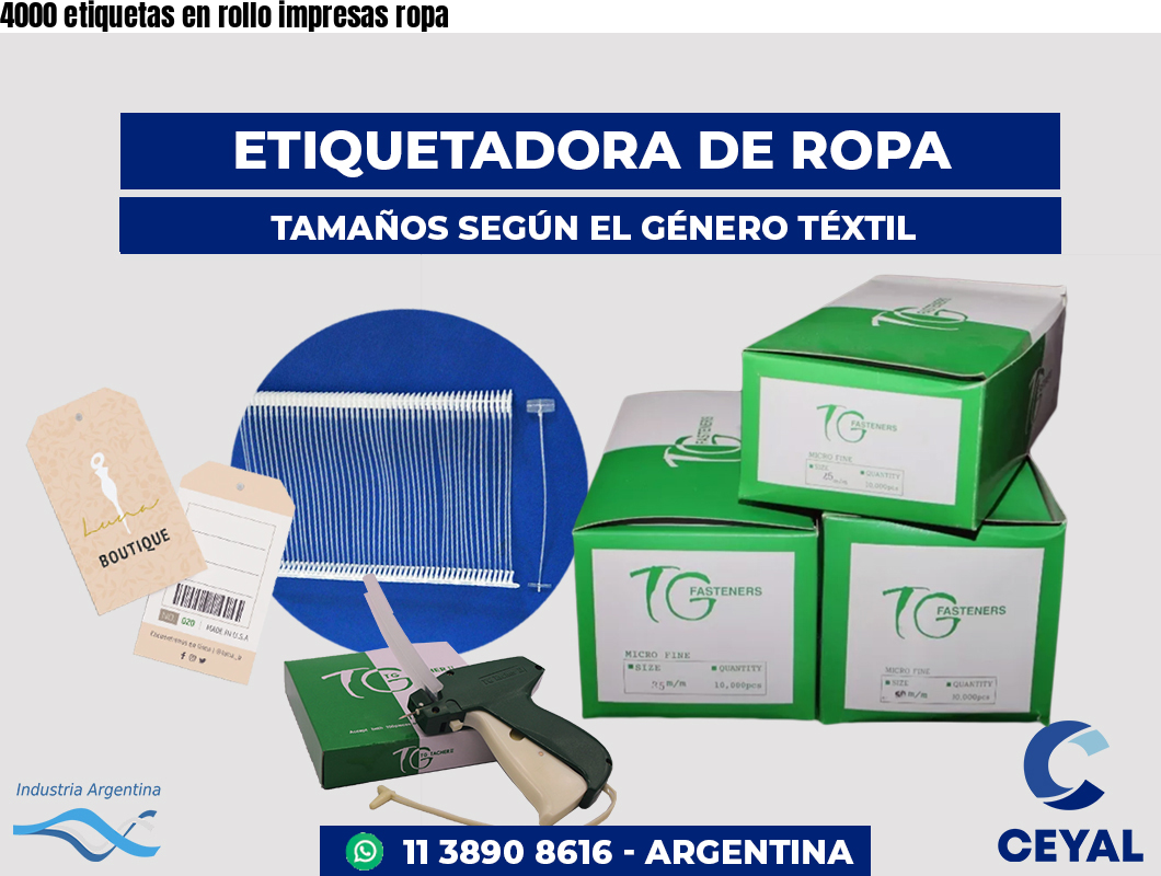 4000 etiquetas en rollo impresas ropa
