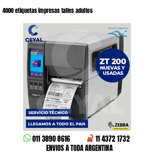 4000 etiquetas impresas talles adultos